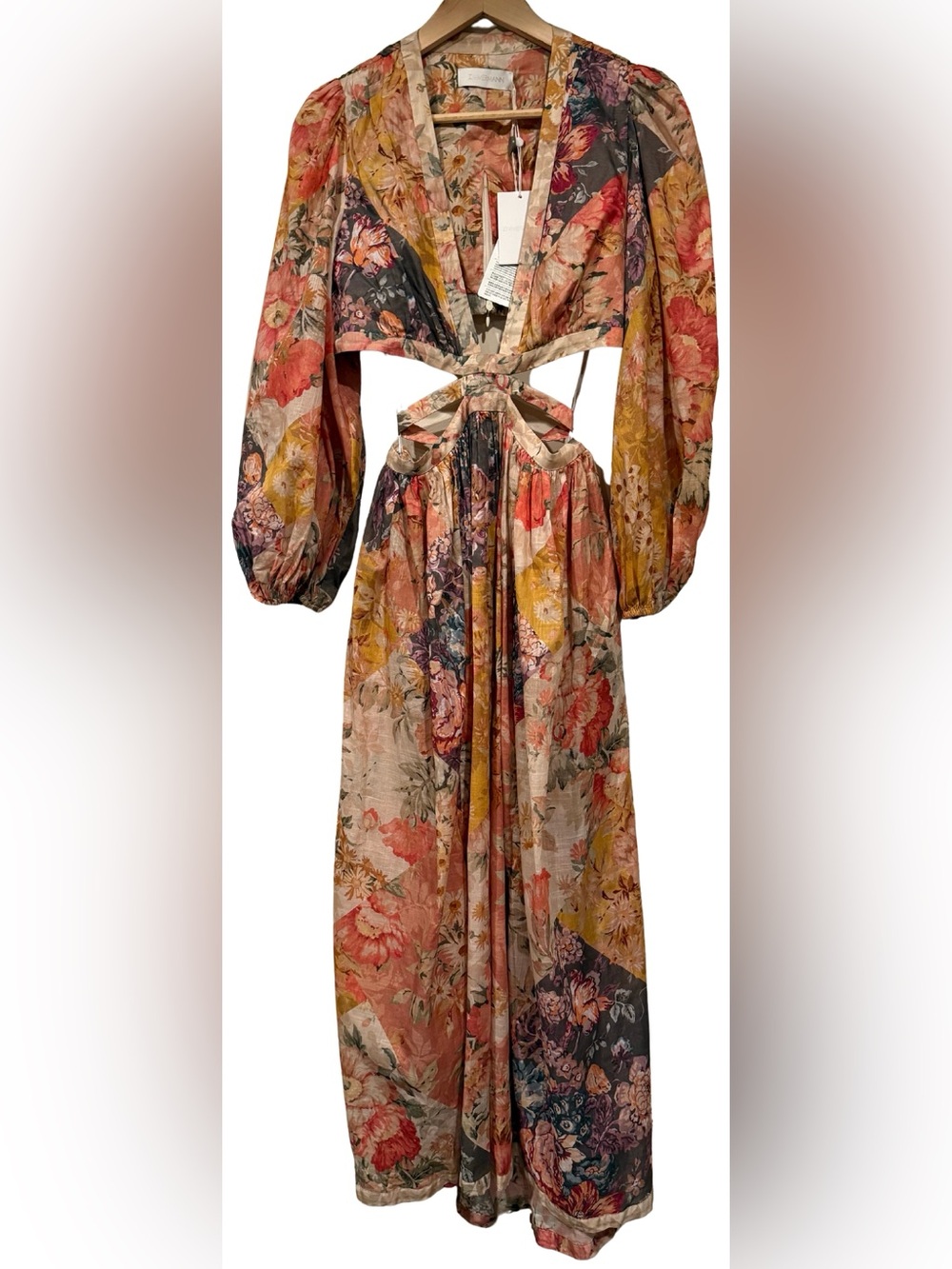 Zimmermann 100% Cotton Pattie Patchwork Long Dress AU 3 Maxi Romantic Resortwear - Picture 2 of 8